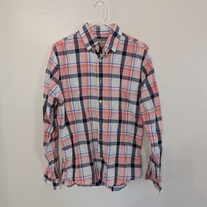 Express Pink and Blue Casual Button Down Shirt